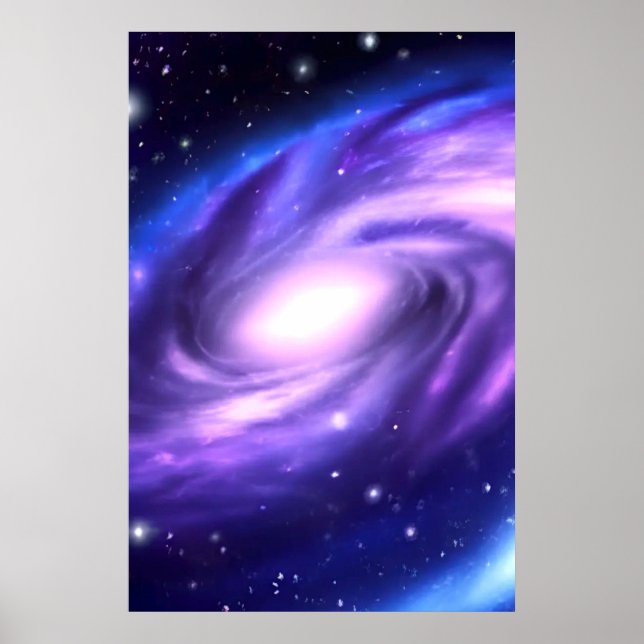Póster Galaxia azul púrpura Poster estilo pintura acrílic (Frente)