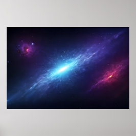 Póster Galaxia Azul Vibrante Supernova Espacio Exterior