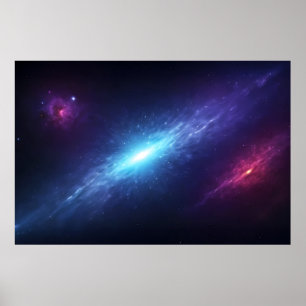 Póster Galaxia Azul Vibrante Supernova Espacio Exterior