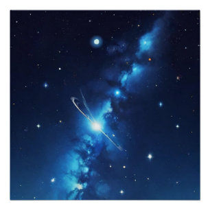 Póster Galaxia celeste azul de estrellas