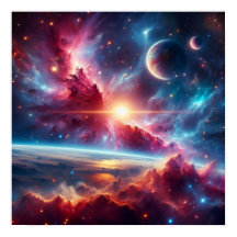 Galaxia Celeste: Nebulosas Vibrantes y Mundos Dist