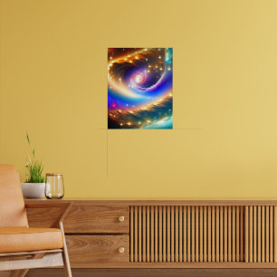 Póster Galaxia cósmica con estrella de tiro impresa
