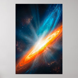 Póster Galaxia Cósmica Vibrante de Ciencia Ficción Naranj