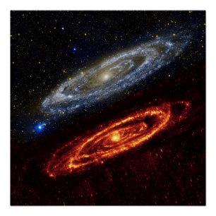 Póster Galaxia de Andrómeda ultravioleta e infrarrojo