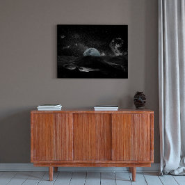 Póster Galaxia de la Montaña del cielo de la Luna Blanca 