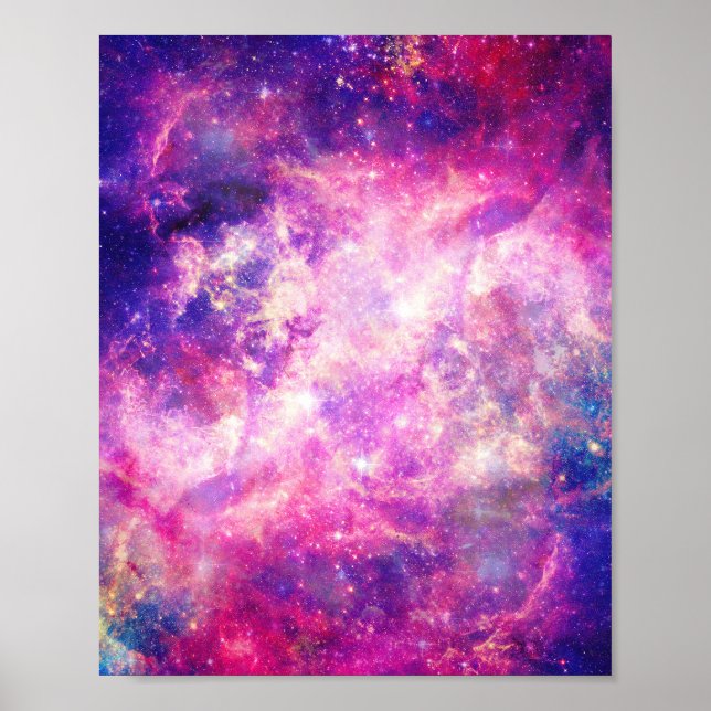 Póster Galaxia de Nebulosa del espacio púrpura Girly (Frente)