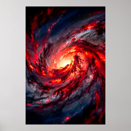Póster Galaxia de Nebulosa Espacial Carbón Rojo Apocalípt