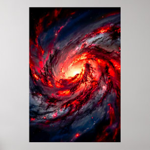 Póster Galaxia de Nebulosa Espacial Carbón Rojo Apocalípt