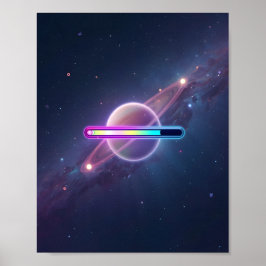 Póster Galaxia de Neón Cargando Planeta