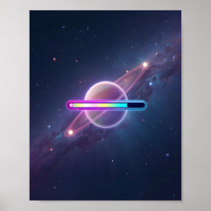 Póster Galaxia de Neón Cargando Planeta
