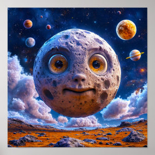 Póster Galaxia de planetas lunares