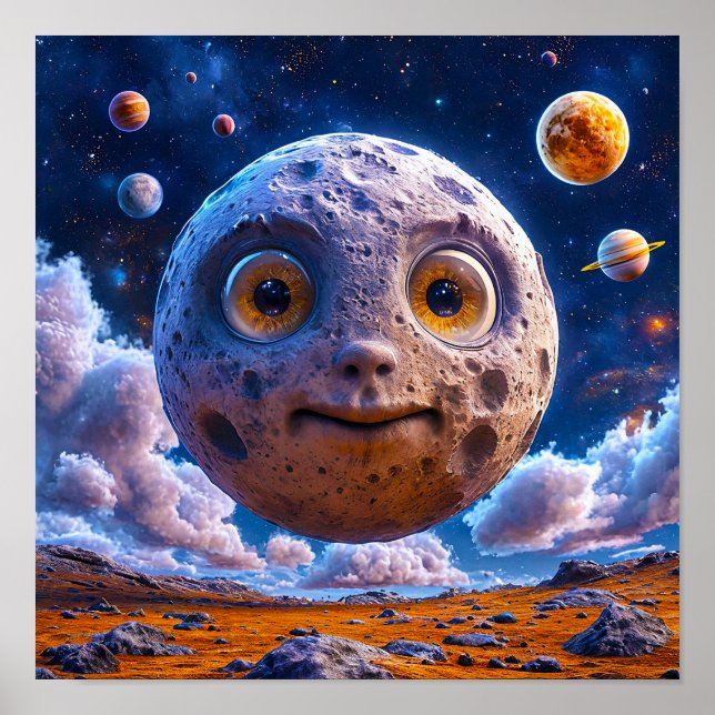 Póster Galaxia de planetas lunares (Frente)