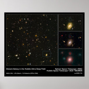 Póster Galaxia distante en el campo ultra profundo de