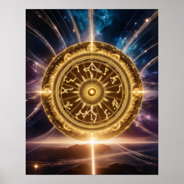 Póster Galaxia dorada Zodiac Mandala | Poster de lujo (Frente)