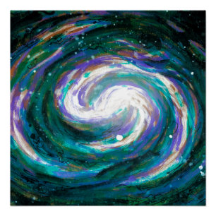 Póster Galaxia esmeralda y púrpura