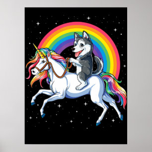 Póster Galaxia espacial para Chicas Husky Unicorn siberia