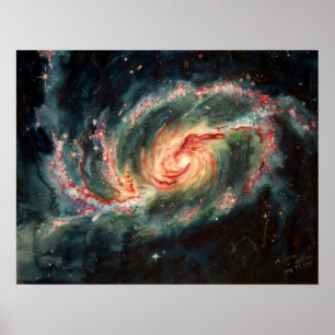 Póster Galaxia espiral con barras