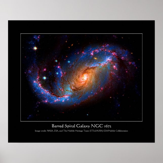 Póster Galaxia espiral con barras NGC 1672 (Frente)