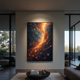 Póster Galaxia espiral de notas musicales doradas