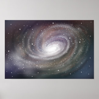 Póster Galaxia espiral fantástica brillando en el espacio