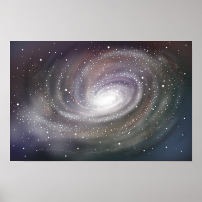 Póster Galaxia espiral fantástica brillando en el espacio (Frente)