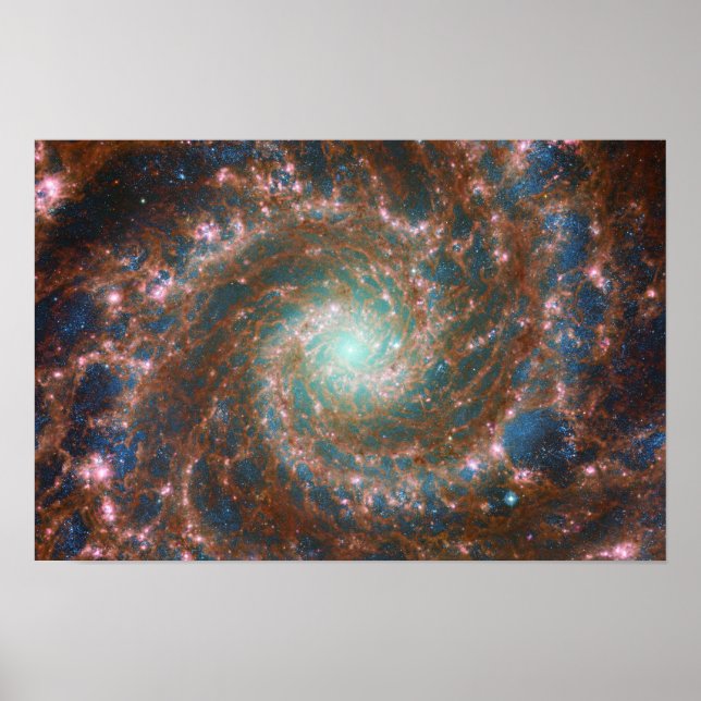 Póster Galaxia espiral M74 | NGC 628 | Hubble & JWST (Frente)