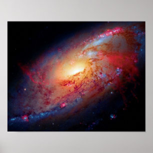 Póster Galaxia espiral Messier M106 Foto del espacio exte