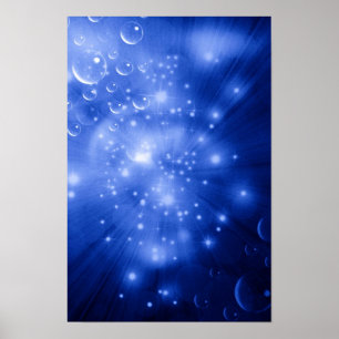 Póster Galaxia Explosión Azul Cobalto