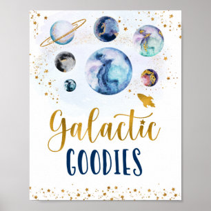 Póster Galaxia Galaxy Blue Gold Space Cumpleaños