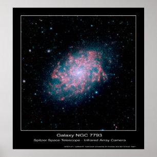 Póster Galaxia NGC 7793 - telescopio espacial de Spitzer