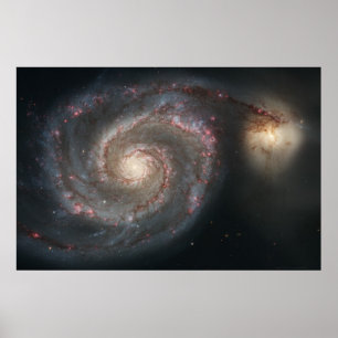 Póster Galaxia para remolinos M51+Galaxia Companion 36x24