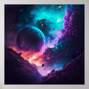Póster Galaxia púrpura