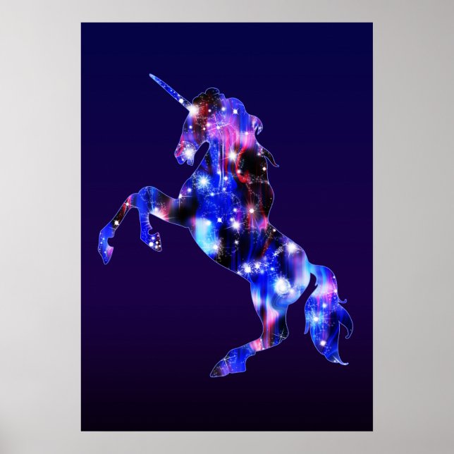 Póster Galaxia rosa hermosa imagen brillante de unicornio (Frente)