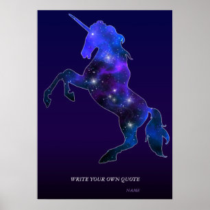 Póster Galaxia rosa hermosa imagen brillante de unicornio