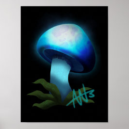 Póster Galaxia Shiitake GLuminoso Mushroom azul claro