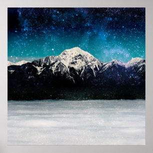 Póster Galaxia soñadora montaña sobre las nubes