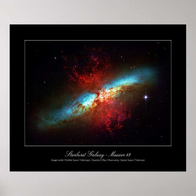 Póster Galaxia Starburst - Messier 82 (Galaxia Cigar) (Frente)