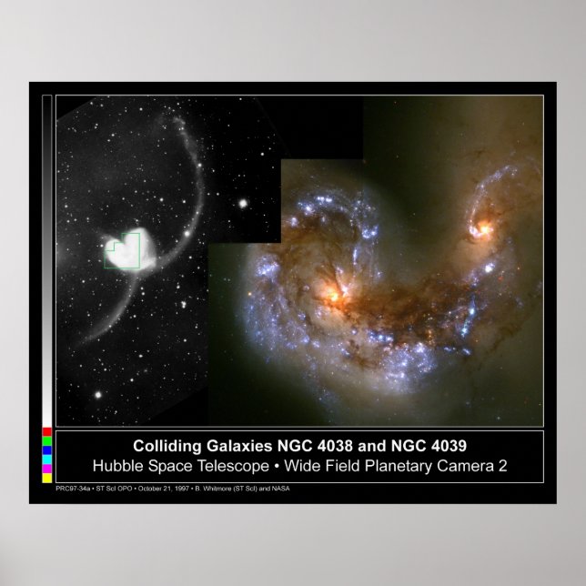 Póster Galaxias colisionantes Telescopio Hubble (Frente)
