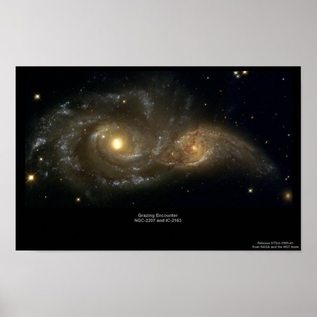 Póster Galaxias de barrido NGC-2207 e IC-2163 (Frente)
