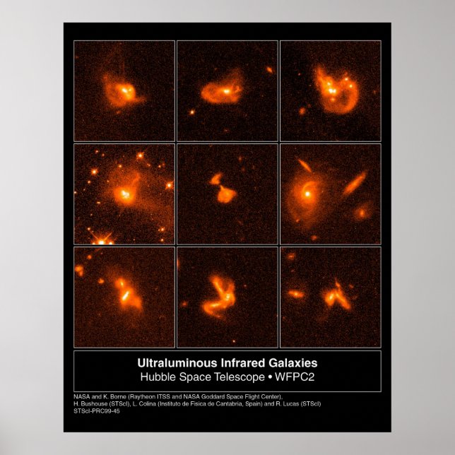Póster Galaxias infrarrojas Telescopio Hubble (Frente)