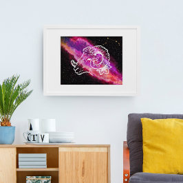 Póster Galaxy Aries Constellation Zodiac Rótulo Wall Art