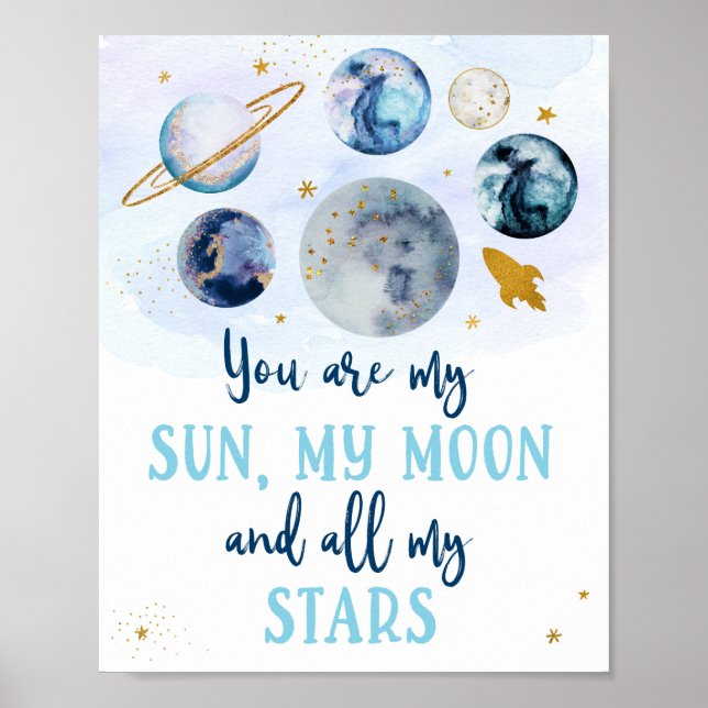 Póster Galaxy Blue Gold Eres mi Poster de las estrellas d (Frente)