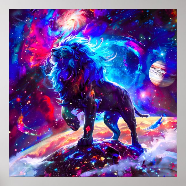Póster Galaxy Lion Blue (Frente)