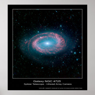 Póster Galaxy NGC 4725 - Telescopio espacial Spitzer