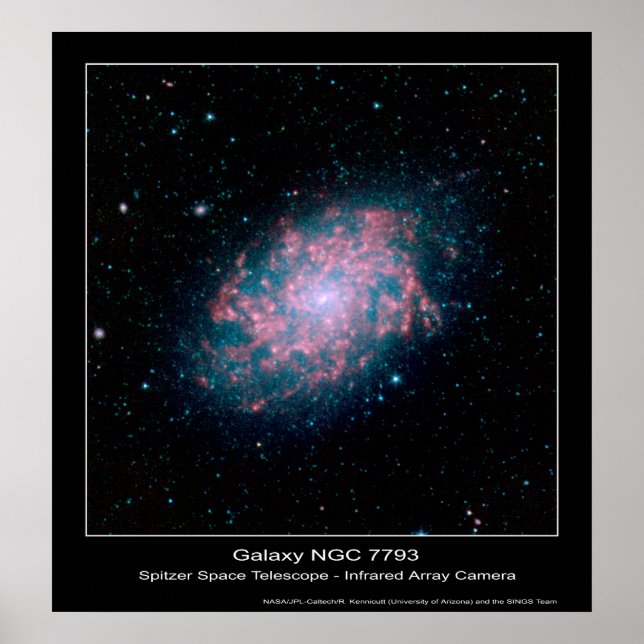 Póster Galaxy NGC 7793 - Telescopio Espacial Spitzer - In (Frente)