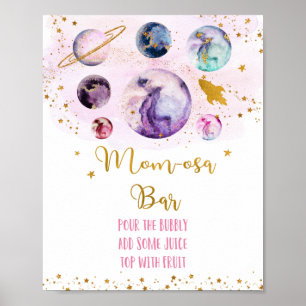 Póster Galaxy Pink Gold Baby Shower Mom-osa Bar