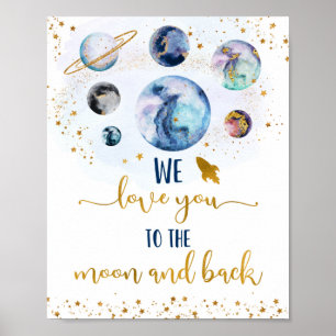 Póster Galaxy Te Ama A La Luna Y Al Cumpleaños