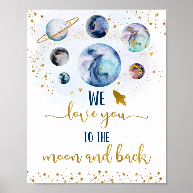 Póster Galaxy Te Ama A La Luna Y Al Cumpleaños (Frente)