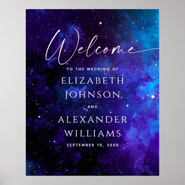 Póster Galaxy Welcome Wedding Sign | Space Starry Night (Frente)