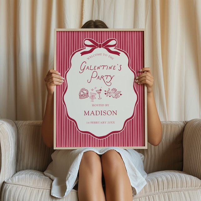 Póster Galentine's Cherry Bow Frame Downloadable Welcome (Subido por el creador)